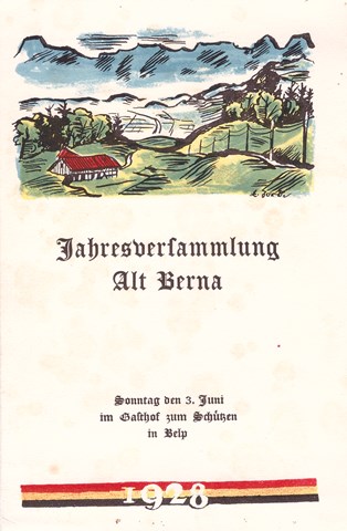 Berna Bern - 1928 - Einladung AH-Tag - Nachlass Vontobel v/o Brutus