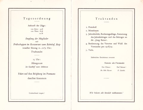 1928 - Einladung AH-Tag - Nachlass Vontobel v/o Brutus