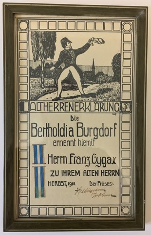 Bertholdia Burgdorf - 1918 - Altherrenerklärung Gygax v/o Tristan