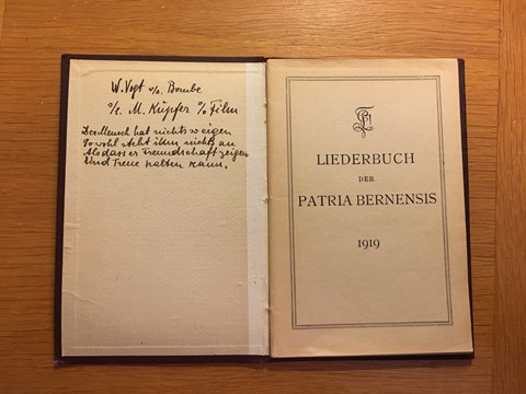 Patria Bern - 1919 - Liederbuch